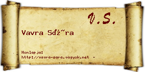 Vavra Sára névjegykártya